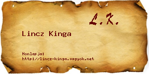 Lincz Kinga névjegykártya